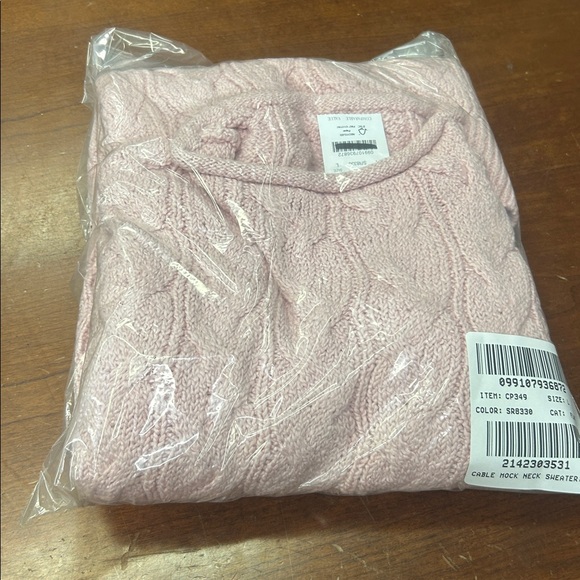 J Crew PINK Cable mockneck sweater CP349 - Picture 2 of 3